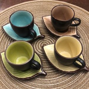 Pier 1  Set of 4 demitasse cups with saucers